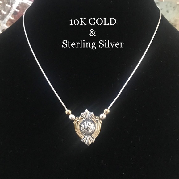 10K GOLD AND 925 STERLING SILVER PENDANT NECKLACE